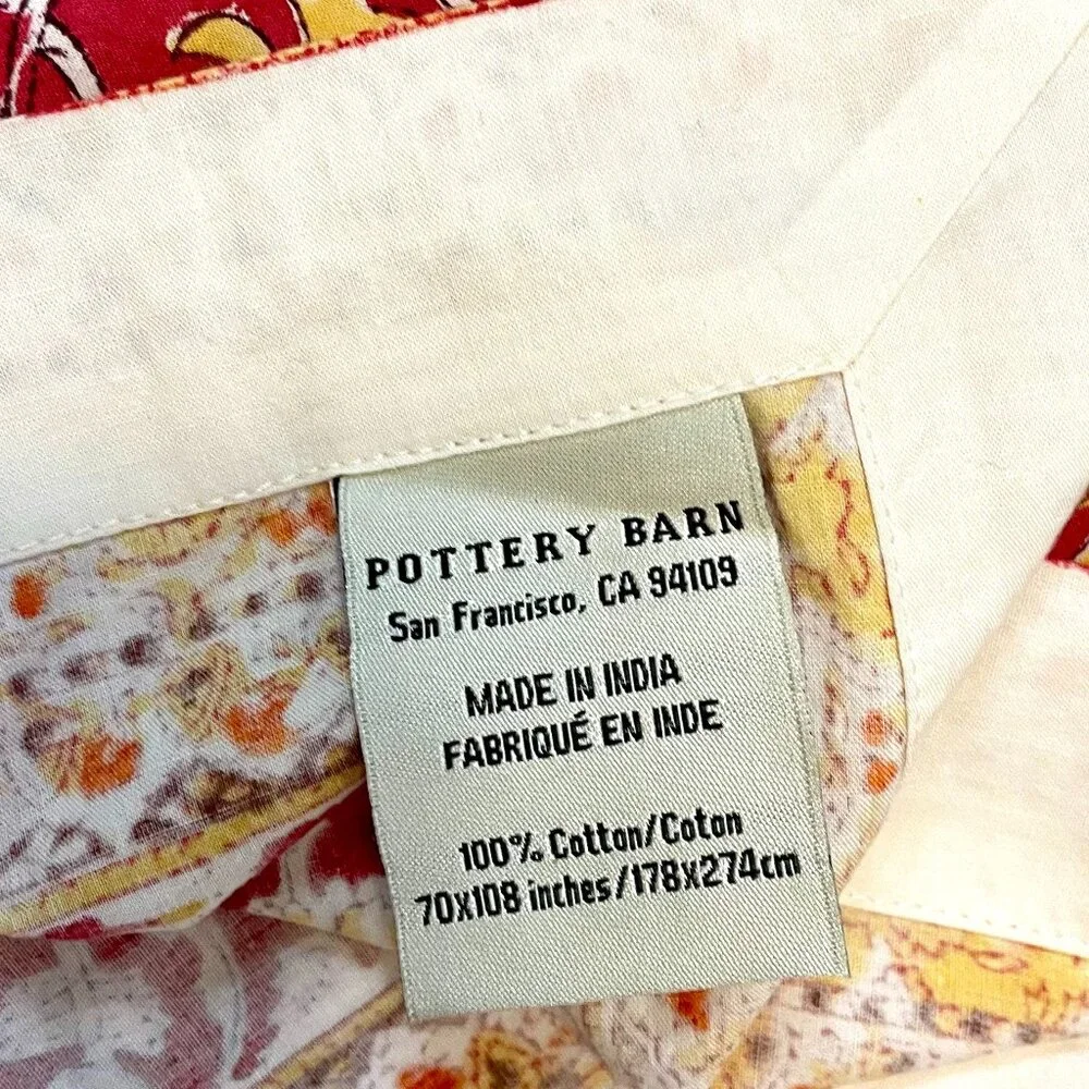 Pottery Barn Hand Blocked Cotton Tablecloth